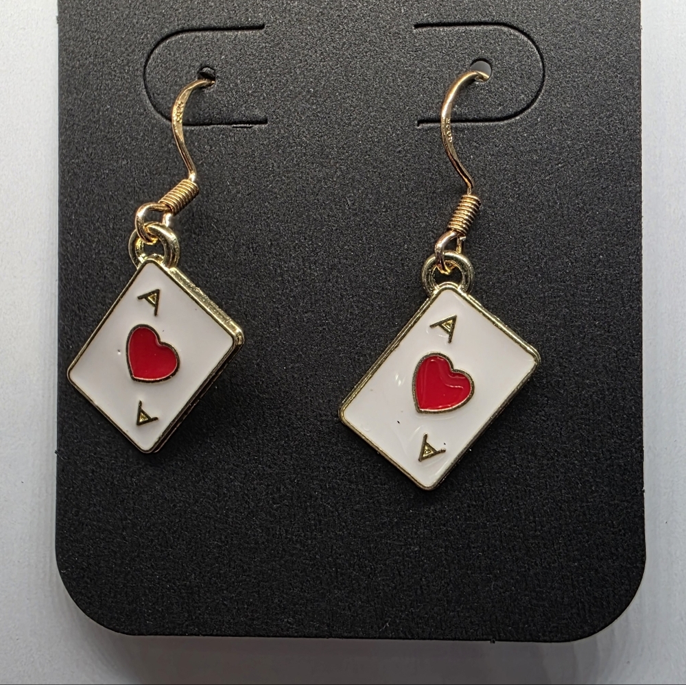 Playing Cards Red Heart Aces Earrings Handmade Hypoallergenic BUNDLE to Save‎